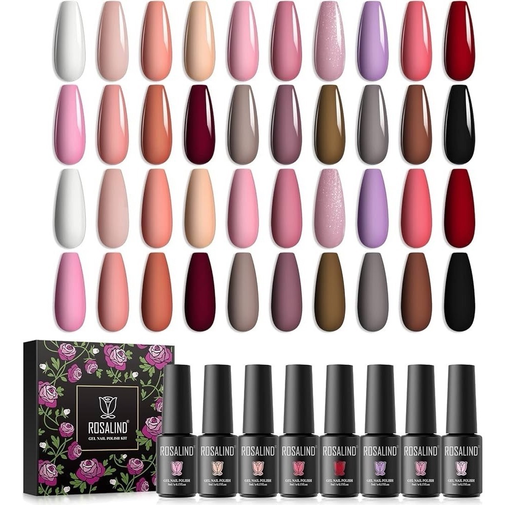 ROSALIND 20 Bottles Gel Nail Polish Set-Various Colors & Glitters NEW Sealed Box